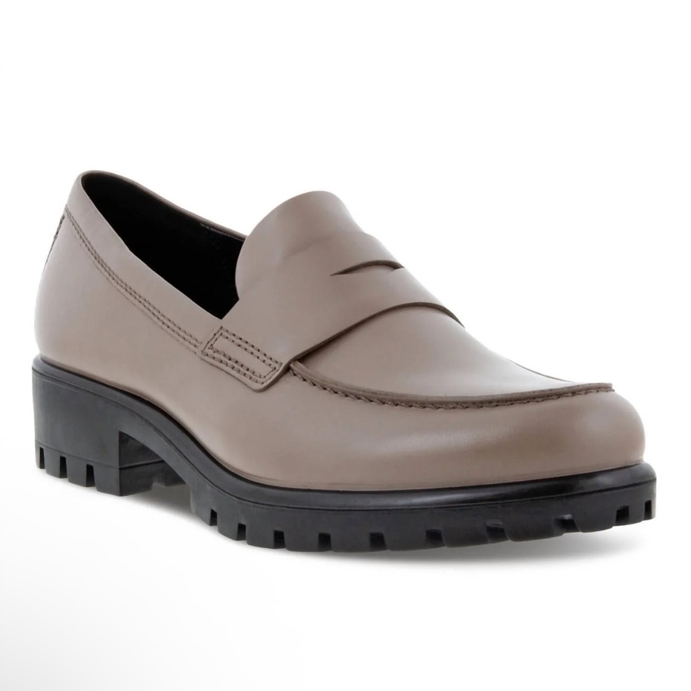 NEW ECCO Modtray Penny Loafer Taupe Lug Sole Wedge US Sz 7 7.5 EU 38